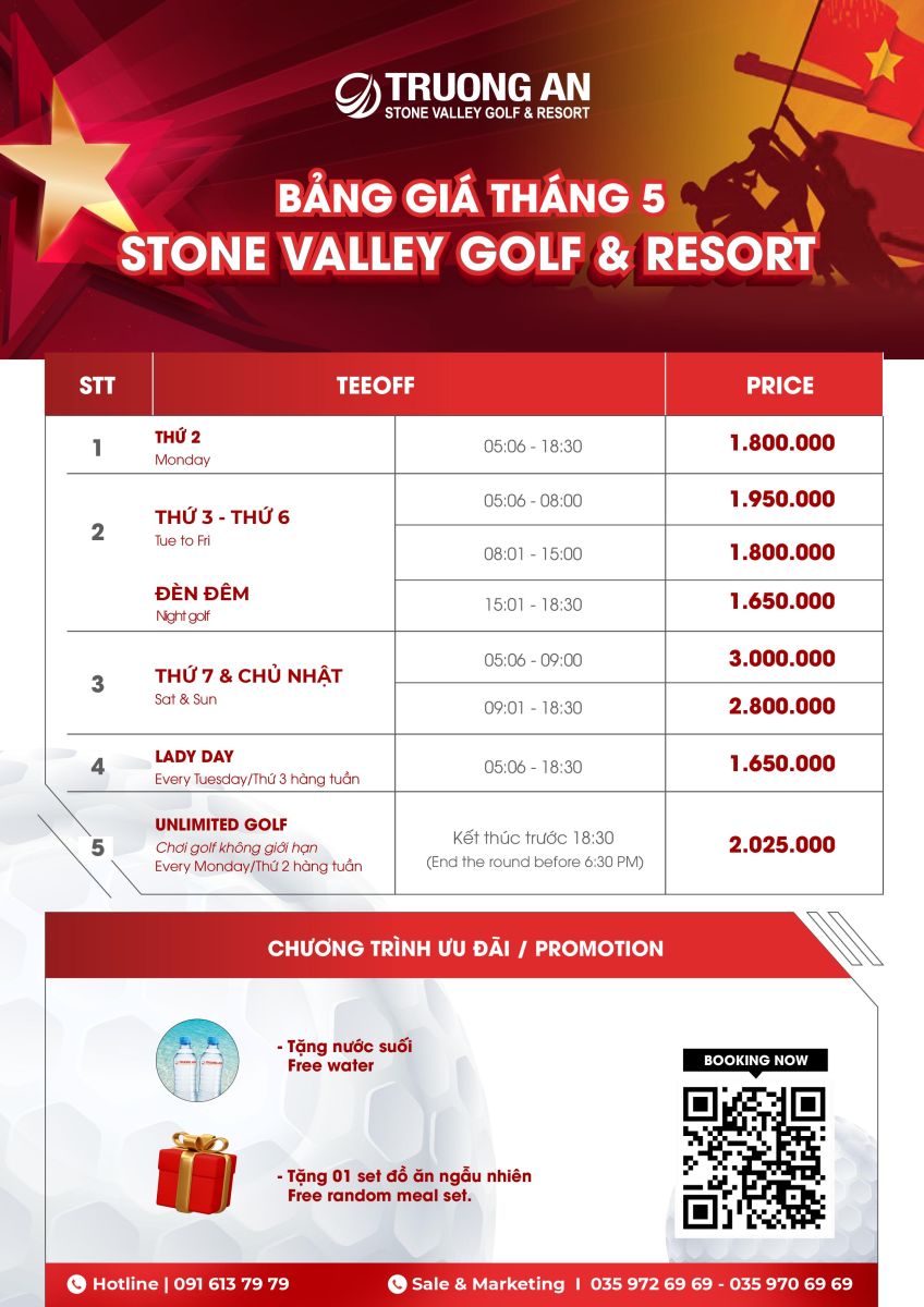 Bảng giá tháng 5 - Stone Valley Golf & Resort