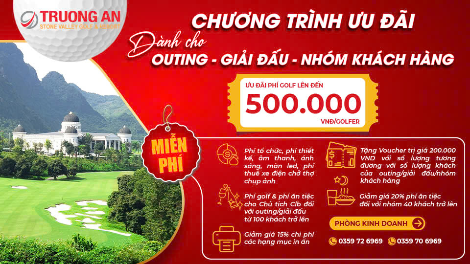 Ưu đãi đặc quyền cho CLB tổ chức giải đấu tại Stone Valley Golf & Resort